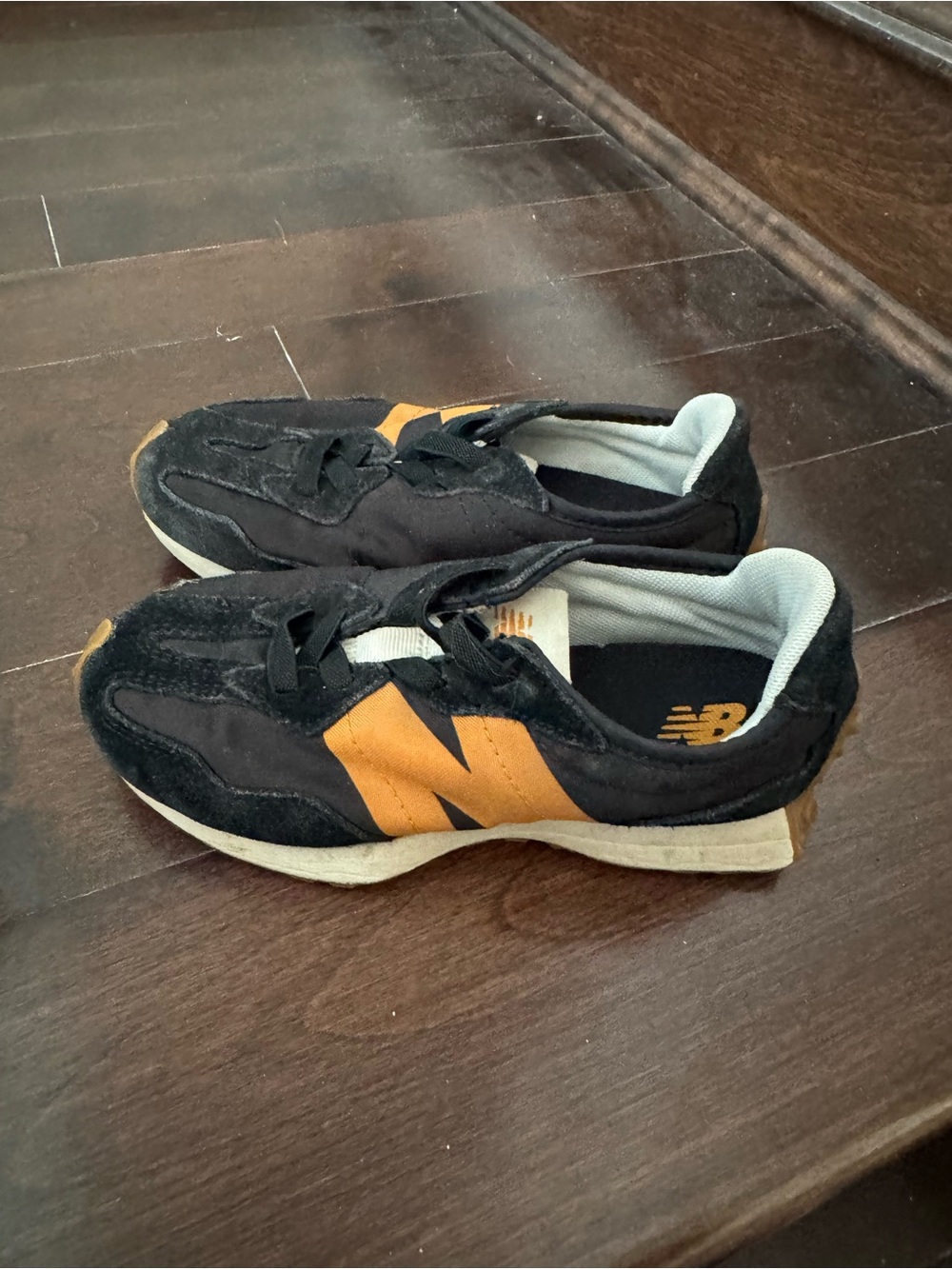 New Balance 327 Black & Orange Retro Runner Sneakers